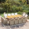 vidaXL Ensemble &agrave; manger de jardin coussins 13pcs R&eacute;sine tress&eacute;e Beige