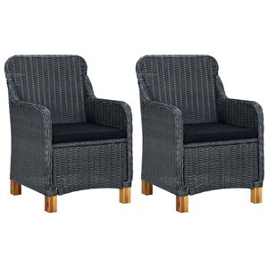 vidaXL Chaises de jardin avec coussins lot de 2 R&eacute;sine tress&eacute;e