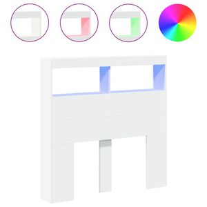 vidaXL Armoire t&ecirc;te de lit avec LED blanc 100x17x102 cm