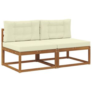 vidaXL Sofa de milieu ext&eacute;rieur avec coussin 2 Pi&egrave;ce Naturel