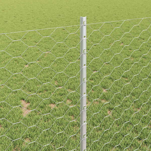 vidaXL Cl&ocirc;ture avec poteau Argent&eacute; 1 x 50 m Acier