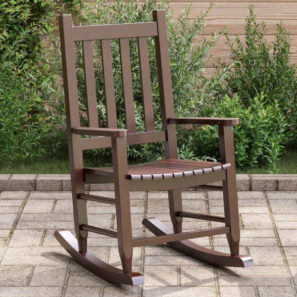 vidaXL Chaise &agrave; bascule enfants marron bois de peuplier massif