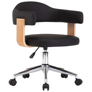 vidaXL Chaise pivotante de bureau Noir Bois courb&eacute; et similicuir