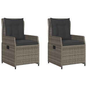 vidaXL Chaises inclinables de jardin lot de 2 gris r&eacute;sine tress&eacute;e