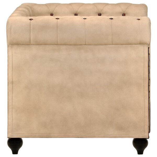 vidaXL Fauteuil Chesterfield Marron Cuir v&eacute;ritable
