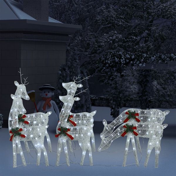 vidaXL Rennes de No&euml;l 6 pcs Blanc Blanc froid Maille
