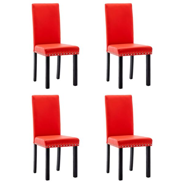 vidaXL Chaises &agrave; manger lot de 4 rouge PVC