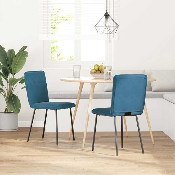 vidaXL Chaises &agrave; manger lot de 2 Bleu Velours