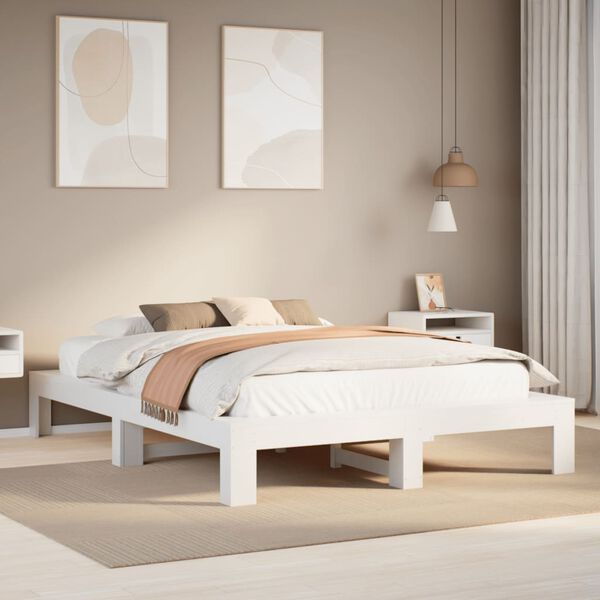 vidaXL Cadre de lit sans matelas blanc 150x200 cm bois de pin massif