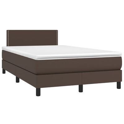 vidaXL Sommier à lattes de lit avec matelas et LED Marron 120x200 cm