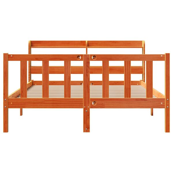 vidaXL Cadre de lit et t&ecirc;te de lit sans matelas cire marron 140x190 cm