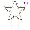 vidaXL D&eacute;coration lumineuse &eacute;toile de No&euml;l piquets 3 pcs 50 LED 29 cm