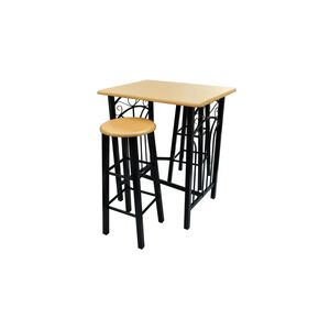vidaXL Ensemble de table &agrave; d&icirc;ner Bois brun roux avec noir Acier