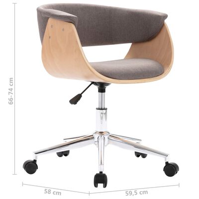 vidaXL Chaise pivotante à manger Taupe Bois courbé et tissu