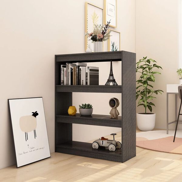 vidaXL Biblioth&egrave;que/S&eacute;parateur de pi&egrave;ce Gris 100x30x103 cm Pin massif