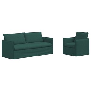 vidaXL Canap&eacute; 2 pcs Vert fonc&eacute;