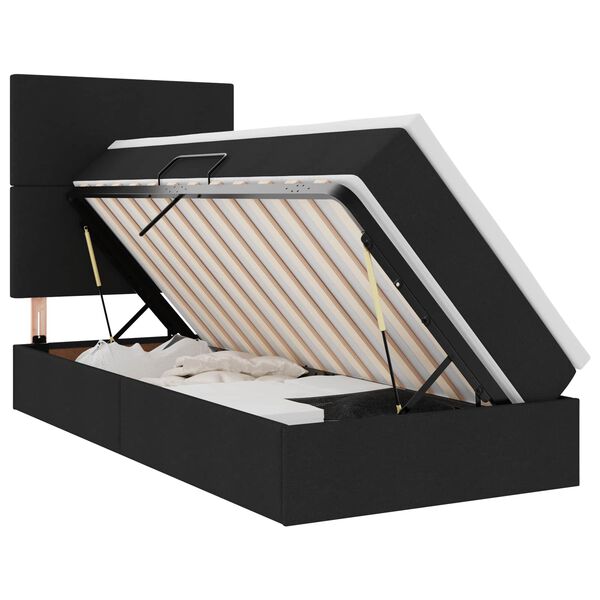 vidaXL Lit avec rangement et matelas Noir 100 x 200 cm Polyester