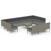 vidaXL Salon de jardin 14 pcs avec coussins R&eacute;sine tress&eacute;e Gris