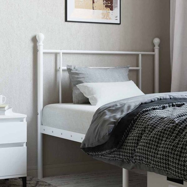 vidaXL T&ecirc;te de lit de remplacement m&eacute;tal blanc 90 cm