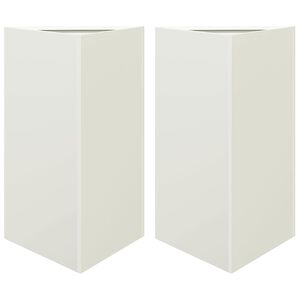 vidaXL Jardini&egrave;res 2 pcs blanc triangulaire 50x43x75 cm acier