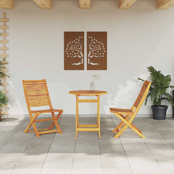vidaXL Ensemble bistro pliant 3 pcs Marron Bois d'acacia massif