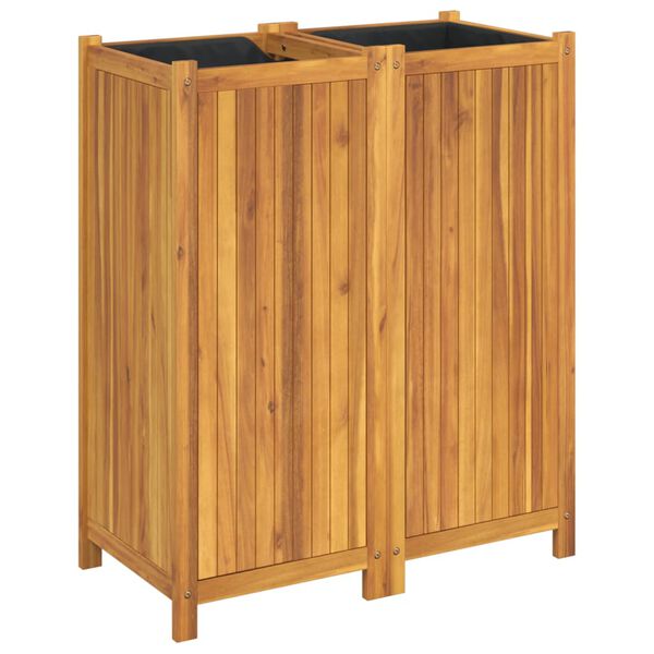 vidaXL Jardini&egrave;re avec doublure 84x42x100 cm bois massif d'acacia