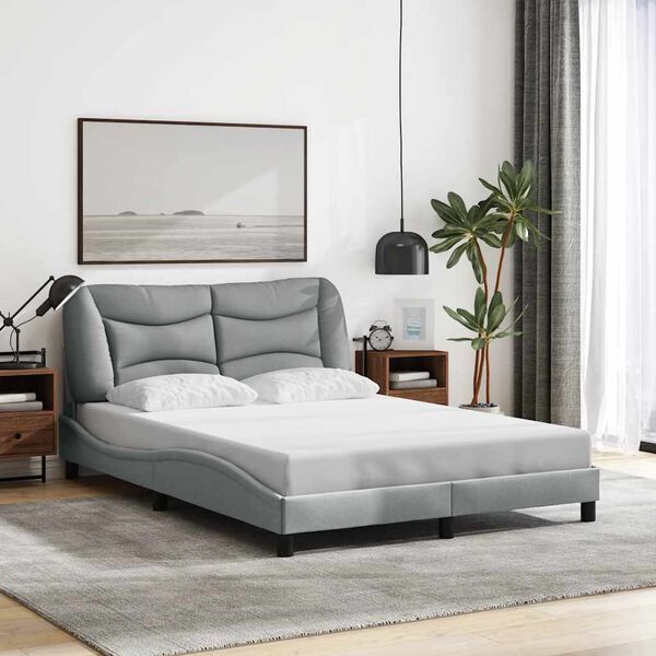 vidaXL Cadre de lit sans matelas Hvar gris clair 140x190 cm tissu