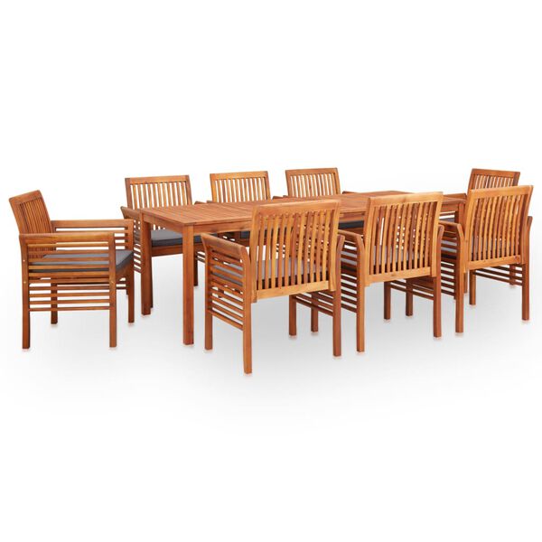 vidaXL Ensemble &agrave; manger d'ext&eacute;rieur 9 pcs et coussins Acacia solide