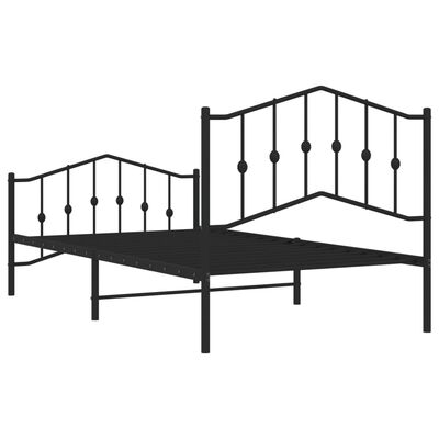 vidaXL Cadre de lit métal sans matelas avec pied de lit noir 100x190cm