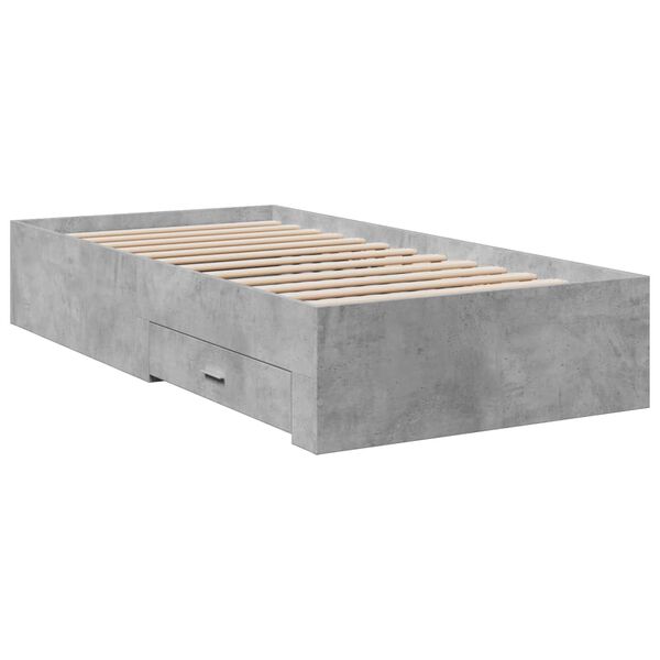 vidaXL Cadre de lit avec tiroirs sans matelas gris b&eacute;ton 75x190 cm
