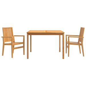 vidaXL Ensemble &agrave; manger de jardin 3 pcs Bois de teck massif