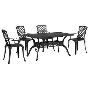 vidaXL Ensemble &agrave; manger de jardin 5 pcs noir aluminium coul&eacute;