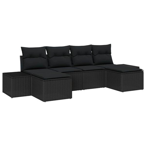 vidaXL Ensemble de canap&eacute; de jardin avec coussin 4 pcs Noir polyrotin