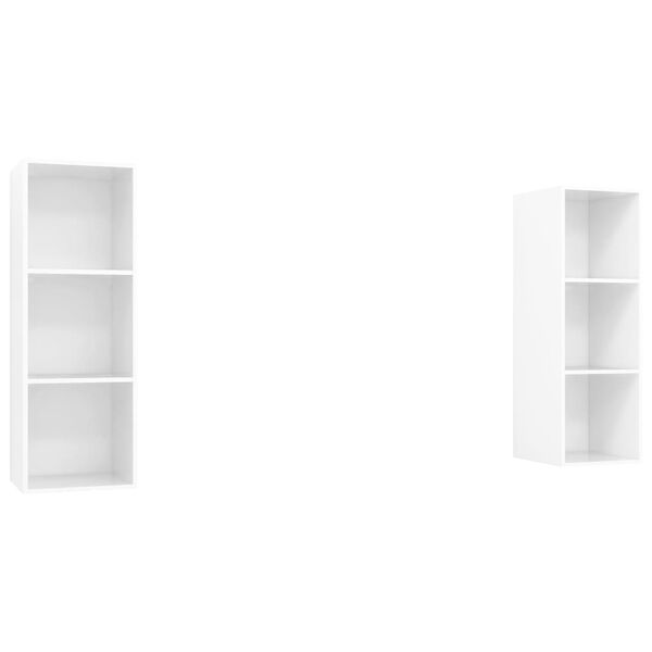 vidaXL Meubles TV muraux 2 pcs Blanc brillant Bois d'ing&eacute;nierie