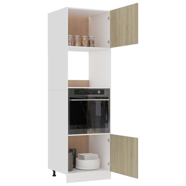 vidaXL Armoire &agrave; micro-ondes Ch&ecirc;ne sonoma 60x57x207 cm Bois ing&eacute;nierie