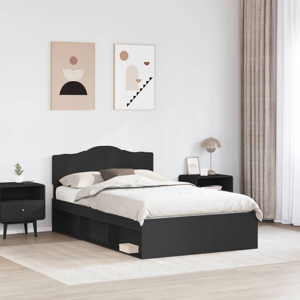 vidaXL Cadre de lit avec t&ecirc;te de lit Noir 120 x 200 cm Pin massif