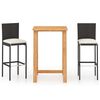 vidaXL Ensemble de bar de jardin avec coussins 3 pcs Noir