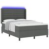 vidaXL Lit &agrave; ressort LED avec matelas Gris fonc&eacute; 140 x 200 cm tissu