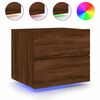 vidaXL Table de chevet murale avec lumi&egrave;res LED ch&ecirc;ne marron