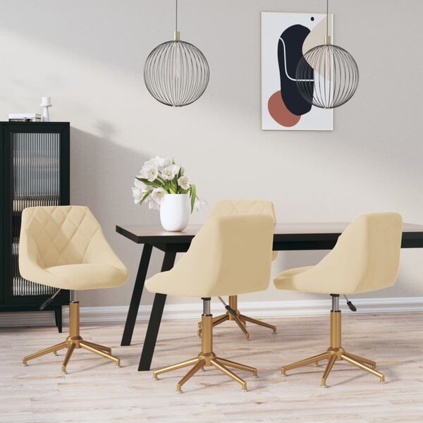 vidaXL Chaises pivotantes &agrave; manger lot de 4 cr&egrave;me velours