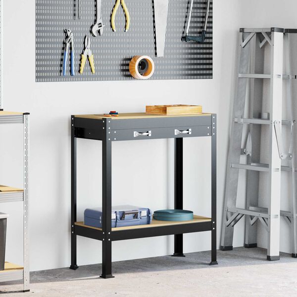 vidaXL Bancs de travail Noir 81 x 41 x 145 cm Bois d'ing&eacute;nierie