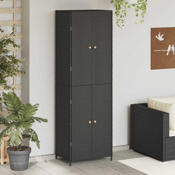 vidaXL Armoire de rangement de jardin Noir 59x40x180 cm Résine tressée