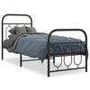 vidaXL Cadre de lit m&eacute;tal sans matelas avec pied de lit noir 75x190 cm
