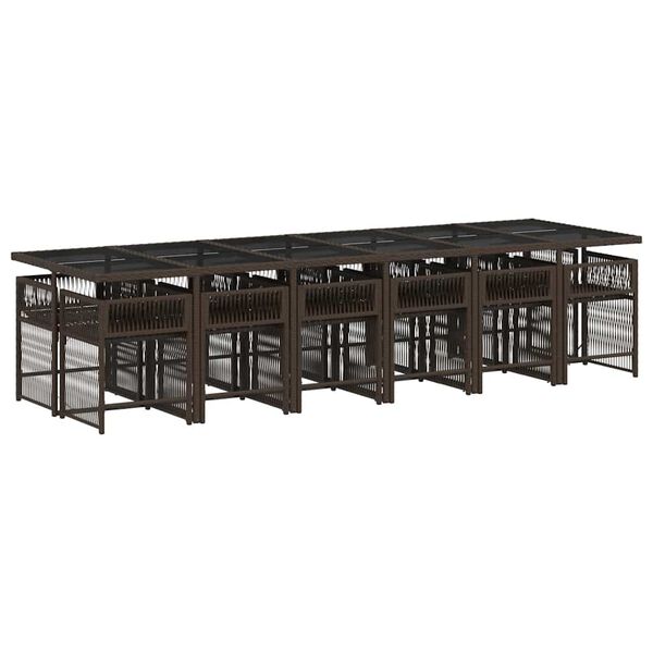 vidaXL Ensemble &agrave; manger de jardin avec coussins 13 pcs marron rotin