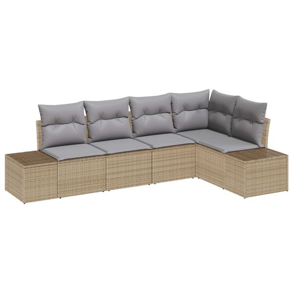 vidaXL Ensemble de canap&eacute; de jardin 5 pcs Beige polyrotin