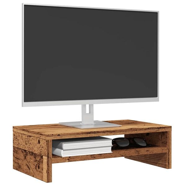 vidaXL Support de moniteur vieux bois 42 x 24 x 13cm bois d'ingénierie