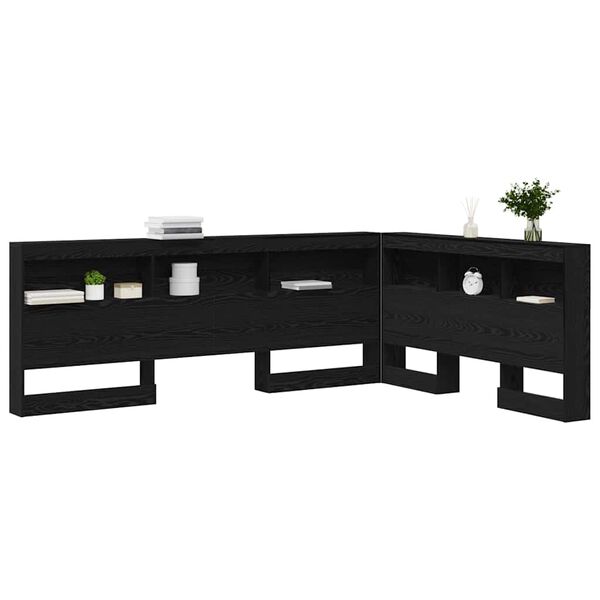 vidaXL T&ecirc;te de lit de rangement Ch&ecirc;ne noir 160 cm Bois d'ing&eacute;nierie