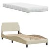 vidaXL Lit avec matelas Hanko cr&egrave;me 80x200 cm tissu
