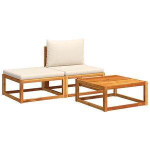 vidaXL Ensemble de canap&eacute;s de jardin 3 pi&egrave;ces avec coussins en bois d'acacia et rotin