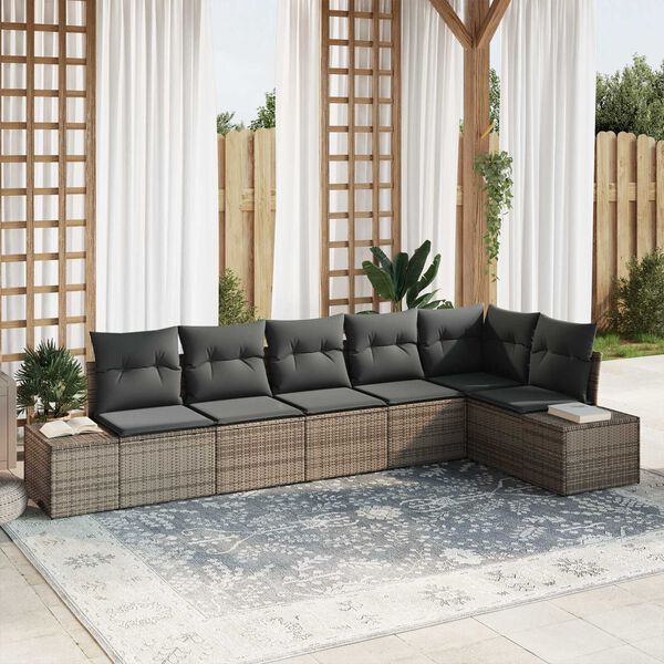 vidaXL Ensemble de canap&eacute; de jardin avec coussin 6 pcs Gris polyrotin